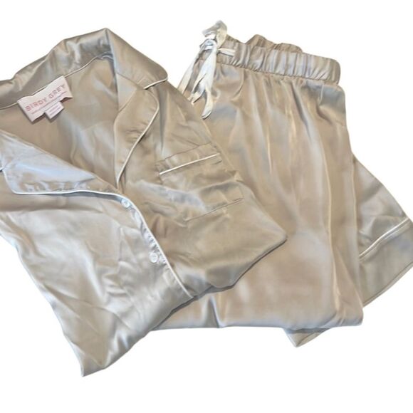 Birdy Grey Jonny Champagne Contrast Piping Long Sleeve Top Pants Pajama Set Sz M - Picture 1 of 12
